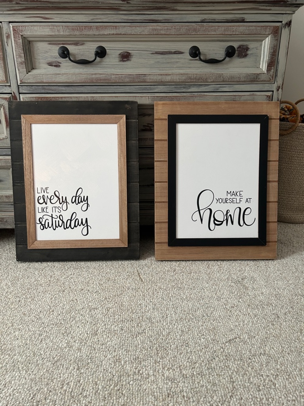 Wood Framed Inspirational Wall Art - Black and Brown